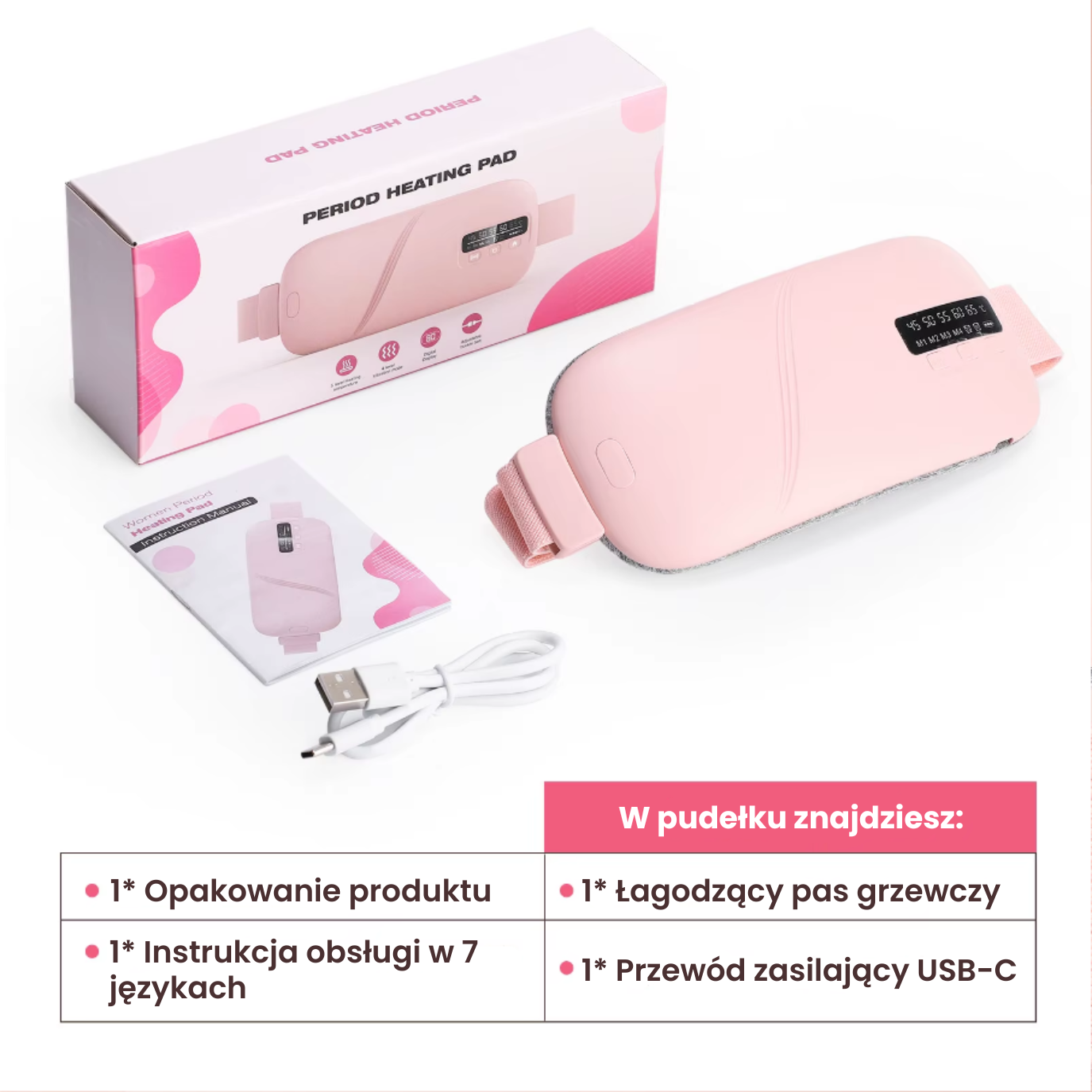 CozyBelly - Pas grzewczy łagodzący bóle menstruacyjne